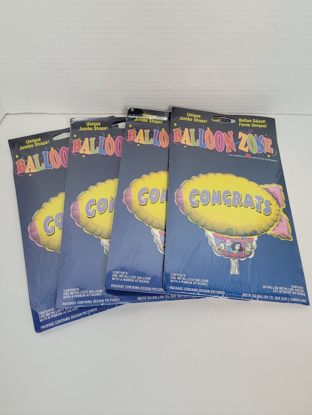 Congrats Congratulations Yellow Foil Blimp Balloons Lot of Four NWT